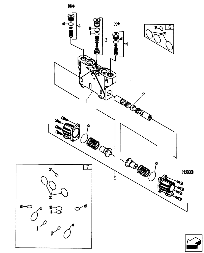 Схема запчастей Case 580SM - (35.150.09[01]) - 84157593 VALVE SECTION - BACKHOE DIPPER (WITH PILOT CONTROLS) (580SM+) (35) - HYDRAULIC SYSTEMS