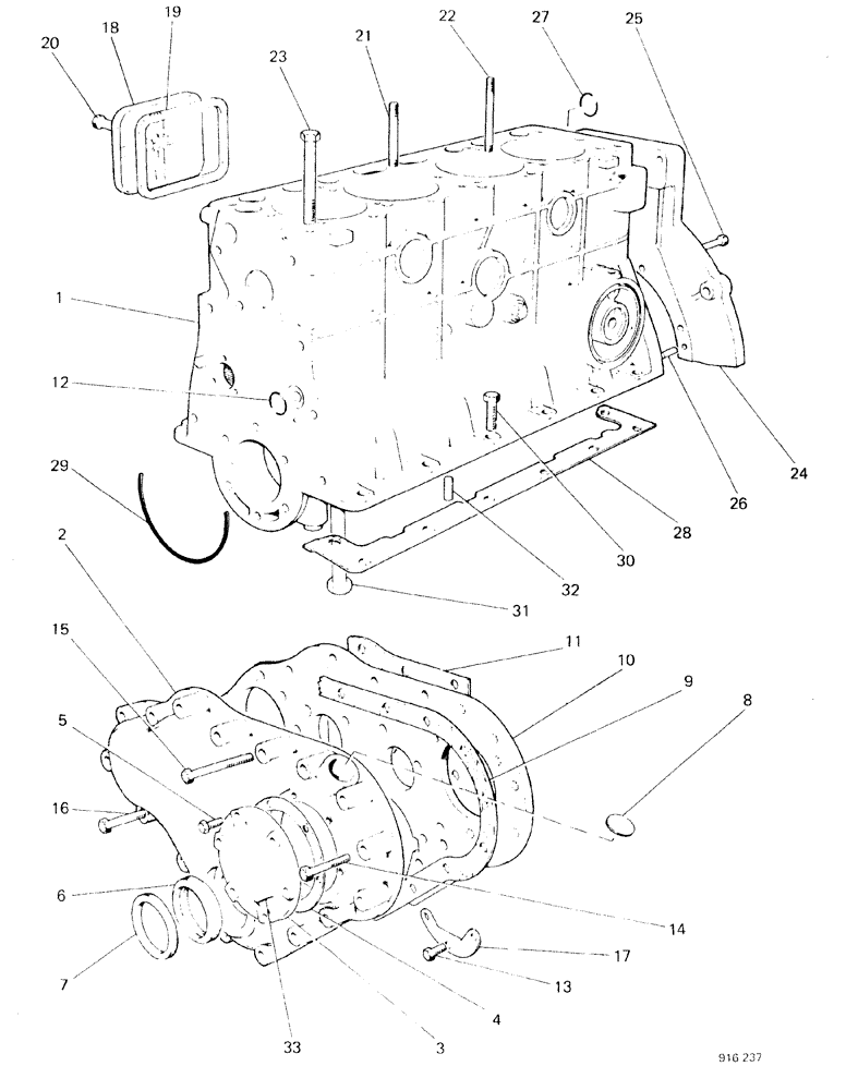 Схема запчастей Case 580F - (018) - ENGINE, CYLINDER BLOCK AND COVERS (10) - ENGINE