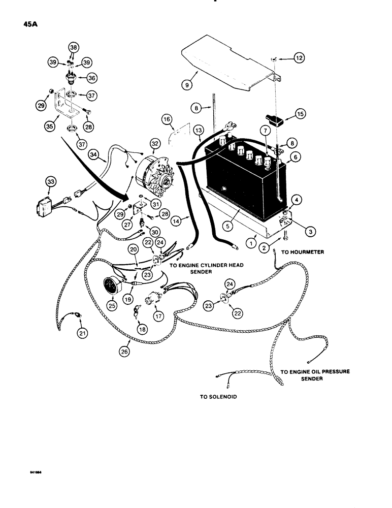 Схема запчастей Case P60 - (045A) - BATTERY AND TRACTOR ELECTRICAL CIRCUIT, DEUTZ DIESEL ENGINE SERIAL NUMBER 1232821 AND AFTER (55) - ELECTRICAL SYSTEMS