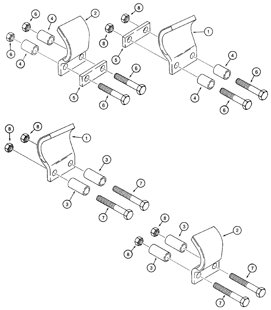 Схема запчастей Case 460 - (9-66) - MEDIUM CUPPED DIGGING TEETH, USED WITH 75,000 POUND CHAINLINE (09) - CHASSIS/ATTACHMENTS