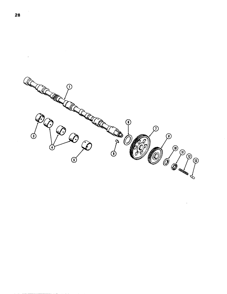 Схема запчастей Case W24B - (028) - CAMSHAFT, (504BD AND (504BDT) DIESEL ENGINES (02) - ENGINE