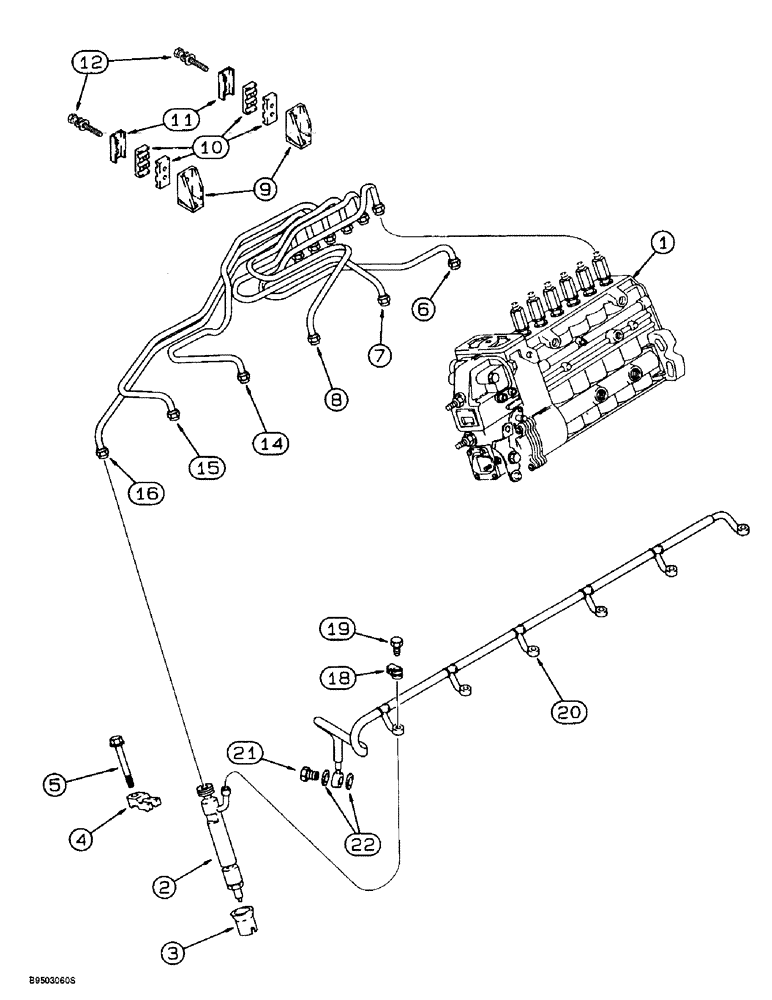 Схема запчастей Case 721B - (3-08) - FUEL INJECTION SYSTEM, 6T-830 ENGINE, PRIOR TO LOADER P.I.N. JEE053200 (03) - FUEL SYSTEM