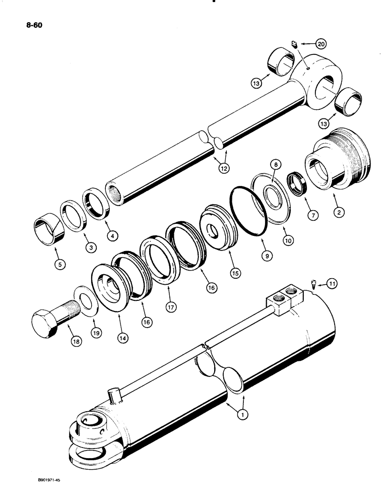 Схема запчастей Case W18B - (8-60) - G33624 CLAM CYLINDER (08) - HYDRAULICS