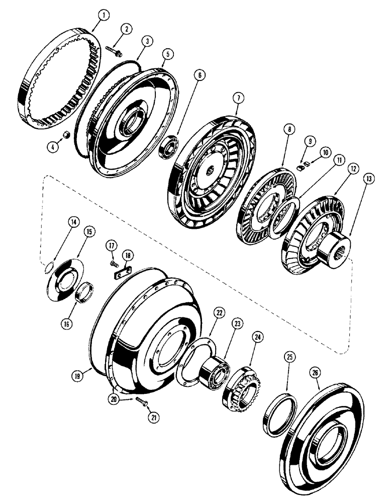 Схема запчастей Case W12 - (108) - TORQUE CONVERTER, USED PRIOR TO TRANSMISSION SER. NO. 39647 (06) - POWER TRAIN