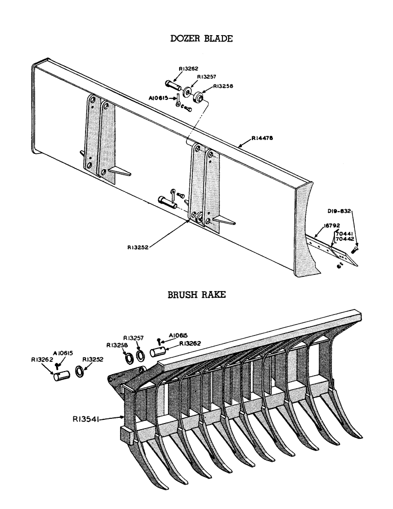 Схема запчастей Case W9 - (156) - DOZER BLADE, BRUSH RAKE (09) - CHASSIS