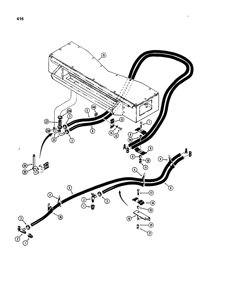 Схема запчастей Case W20 - (416) - HEATER LINES (09) - CHASSIS/ATTACHMENTS