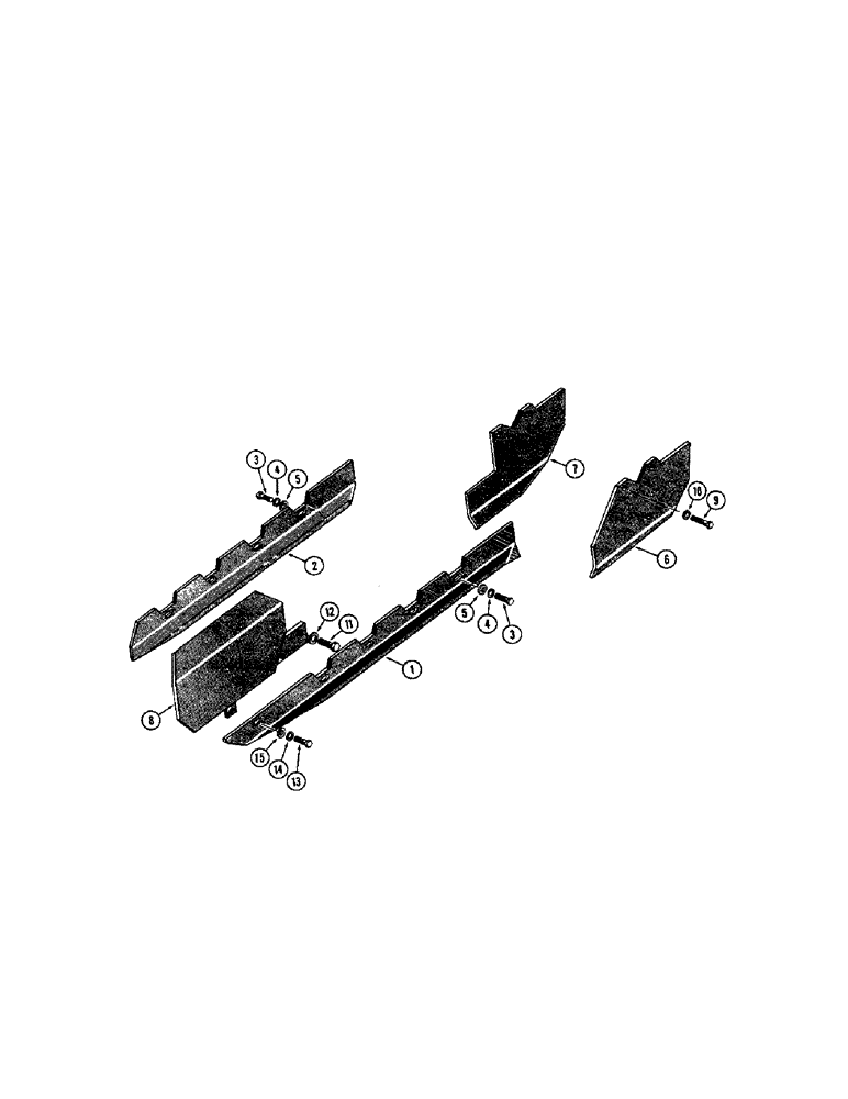 Схема запчастей Case 310G - (120) - TRACK GUIDES (ROCK GUARDS), (36" GAUGE) (04) - UNDERCARRIAGE