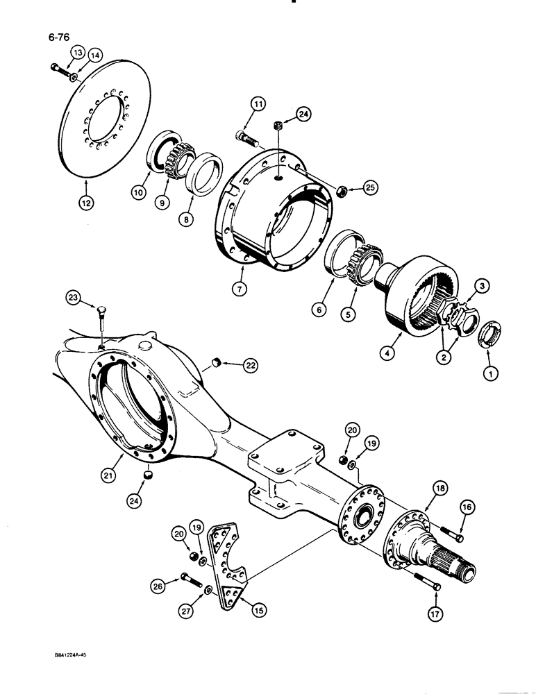 Схема запчастей Case W30 - (6-76) - AXLE HOUSING AND HUB, FRONT AND REAR (06) - POWER TRAIN