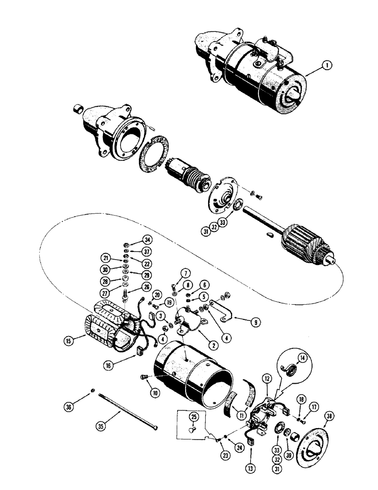 Схема запчастей Case 310G - (090) - G44888 STARTER, (148B) ENGINE - POSITIVE GROUND (06) - ELECTRICAL SYSTEMS