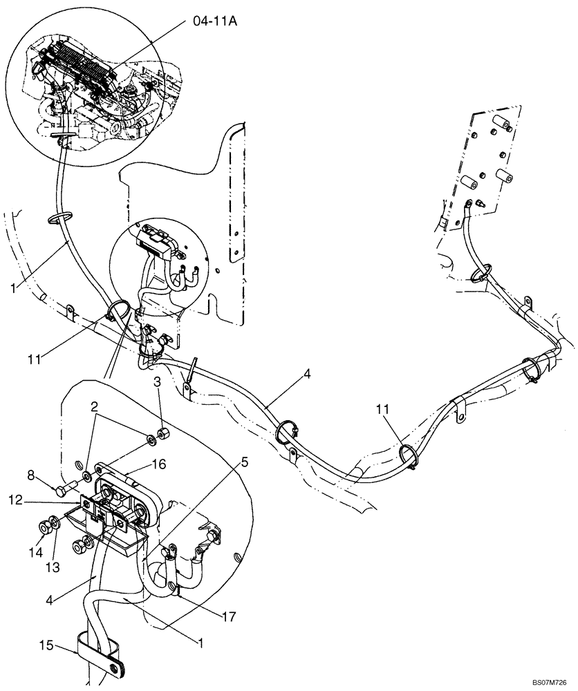 Схема запчастей Case 521E - (04-11) - HARNESS - GRID HEATER (04) - ELECTRICAL SYSTEMS