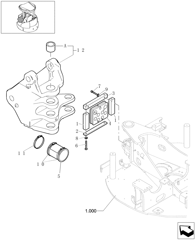 Схема запчастей Case CX31B - (2.006[01A]) - SWING BRACKET SUPPORT (84) - BOOMS, DIPPERS & BUCKETS