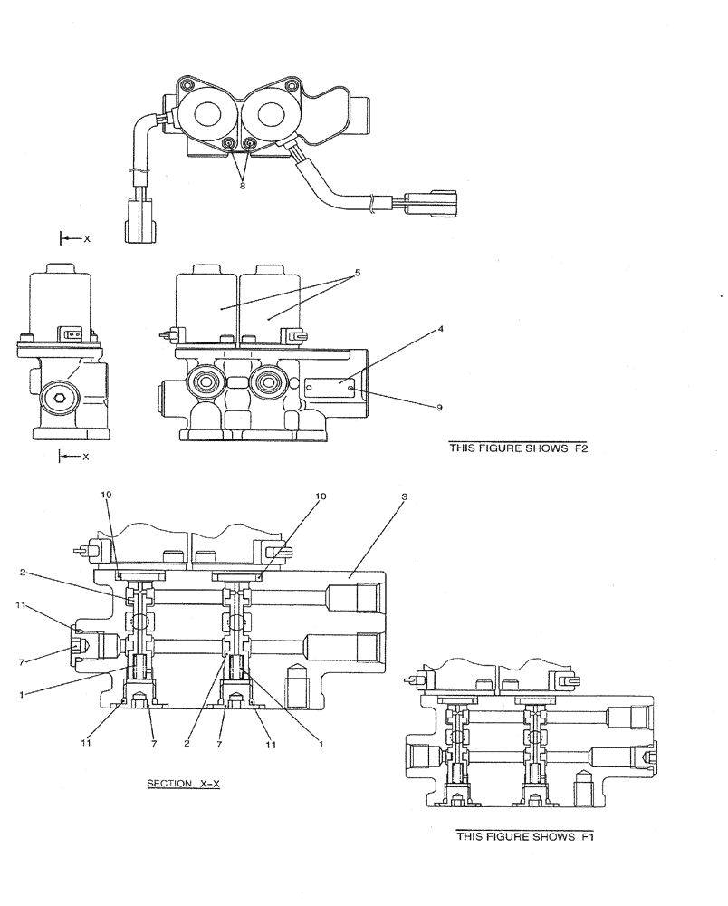 Схема запчастей Case CX31B - (07-045) - VALVE ASSY, SOLENOID, P/N PY35V00005F1,F2 (35) - HYDRAULIC SYSTEMS