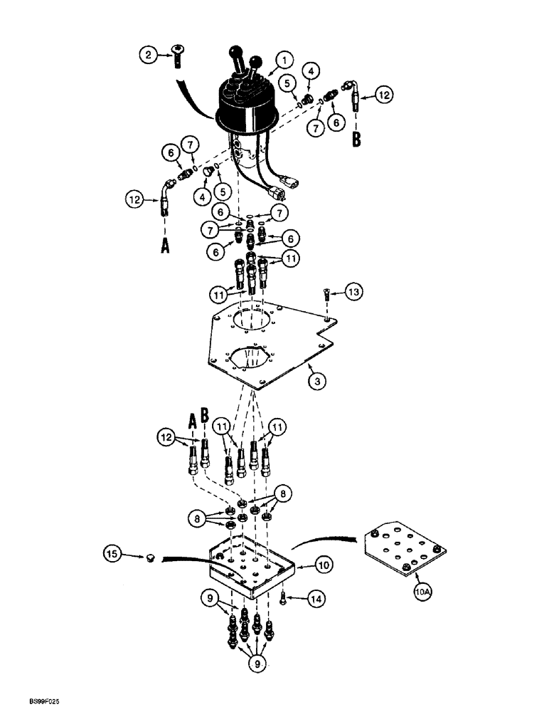 Схема запчастей Case 721B - (8-064) - REMOTE LOADER CONTROL CIRCUIT, DUAL LEVER WITH TWO SPOOL VALVE (08) - HYDRAULICS