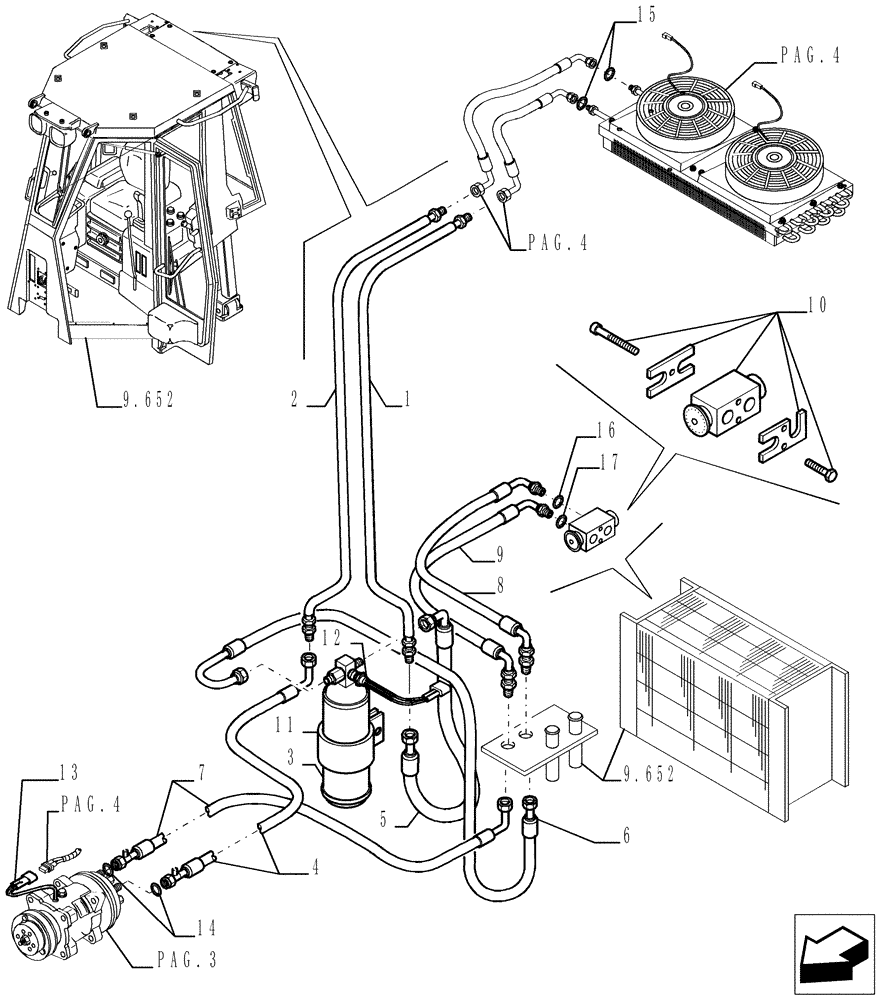 Схема запчастей Case 1850K - (9.653[05]) - ROPS CAB WITH CONDITIONER - OPTIONAL CODE 784110191 (19) - OPTIONS