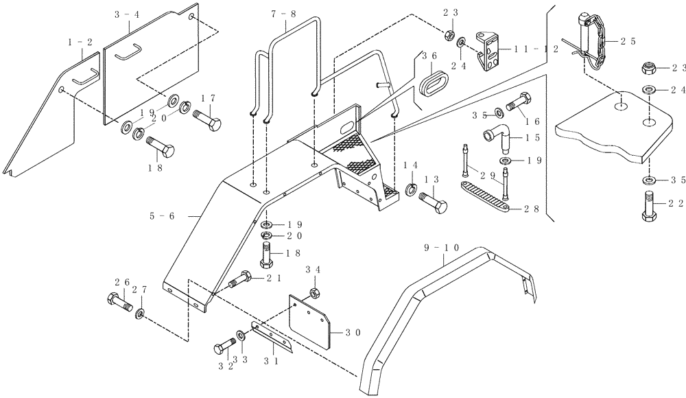 Схема запчастей Case 330 - (60A00010561[01]) - FRONT MUDGUARDS (10) - Cab/Cowlings