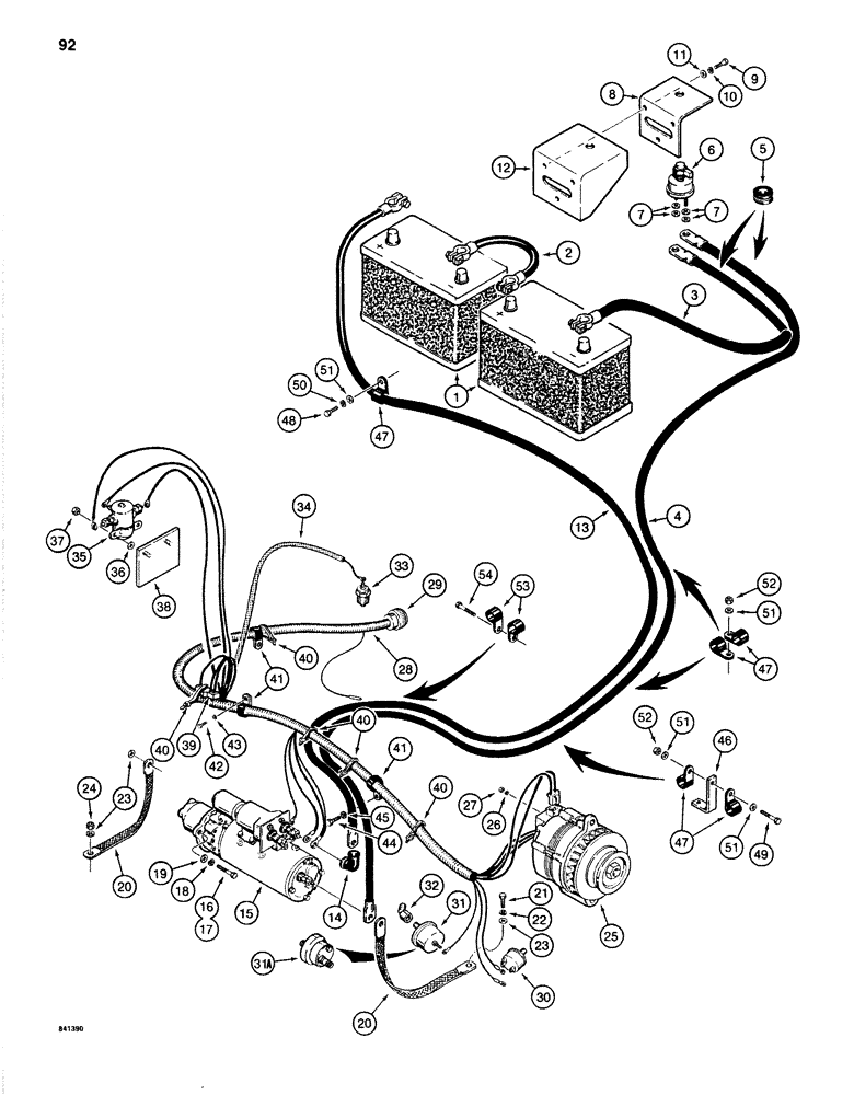 Схема запчастей Case 1280B - (092) - CASE ENGINE ELECTRICAL SYSTEM (04) - ELECTRICAL SYSTEMS