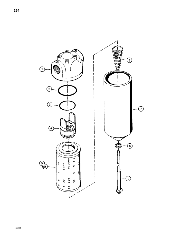 Схема запчастей Case 880C - (254) - S227285 HYDRAULIC OIL FILTER, FRONT FILTER BEFORE PIN 6205236 AND AFTER (07) - HYDRAULIC SYSTEM