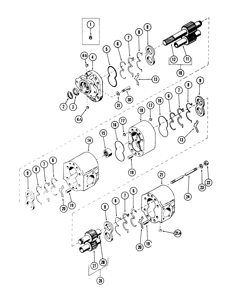 Схема запчастей Case 50 - (8-152) - MAIN HYDRAULIC PUMP, (USED WITH DETROIT DIESEL 6V-53 ENGINE) (08) - HYDRAULICS