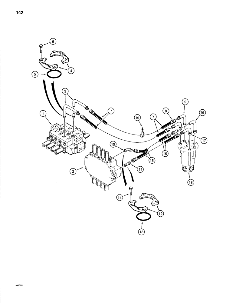 Схема запчастей Case 1280B - (142) - TRACK DRIVE HYDRAULIC LINES - UPPER (06) - POWER TRAIN