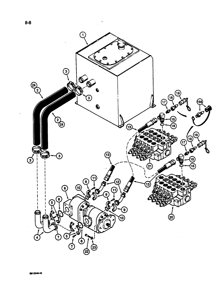 Схема запчастей Case 1187C - (8-08) - HYDRAULIC CIRCUIT, MAIN HYDRAULIC PUMP LINES (08) - HYDRAULICS