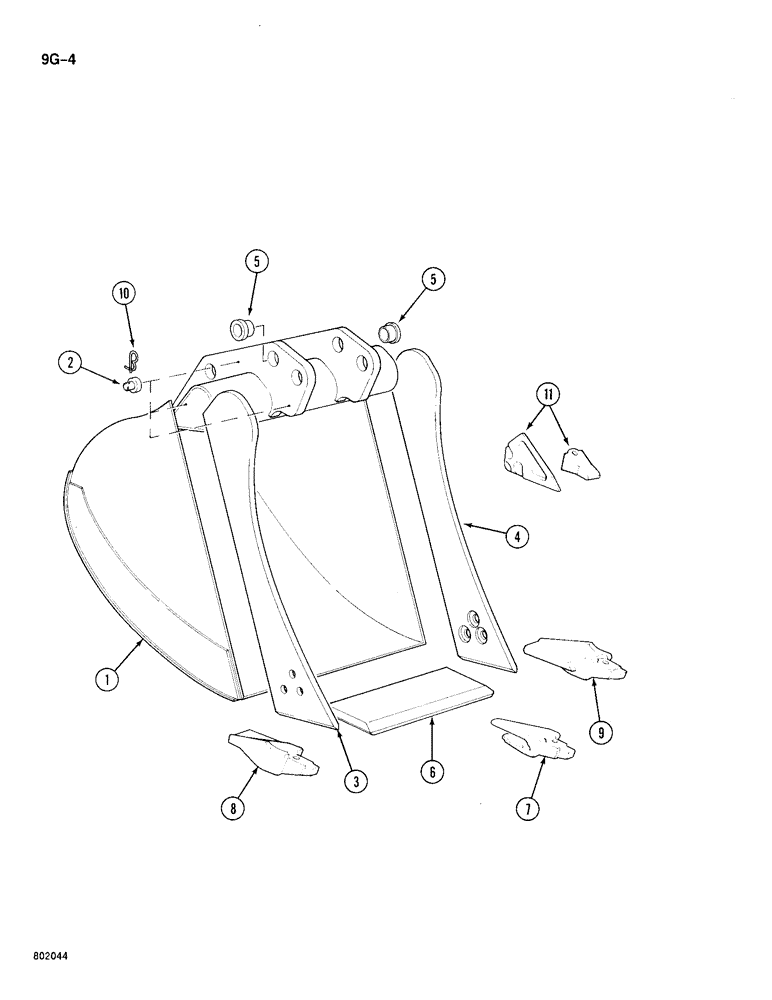 Схема запчастей Case 688 - (9G-04[2]) - BACKHOE BUCKET, BACKHOE BUCKET - 37-1/2" WIDE (09) - CHASSIS