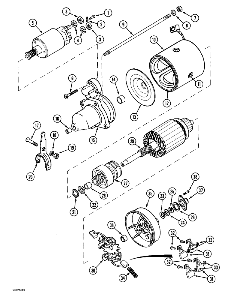 Схема запчастей Case 888 - (4-04) - STARTER, 6T-590 DIESEL ENGINE (04) - ELECTRICAL SYSTEMS