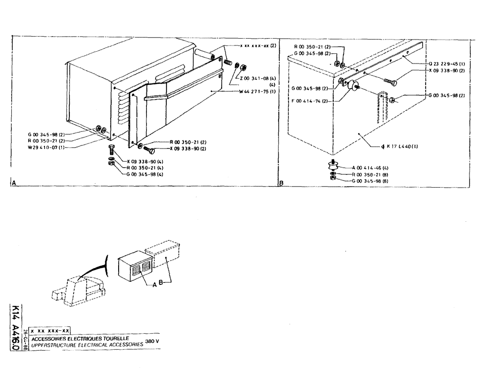 Схема запчастей Case 220B - (K14 A416.0) - UPPERSTRUCTURE ELECTRICAL ACCESSORIES - 380 V (06) - ELECTRICAL SYSTEMS