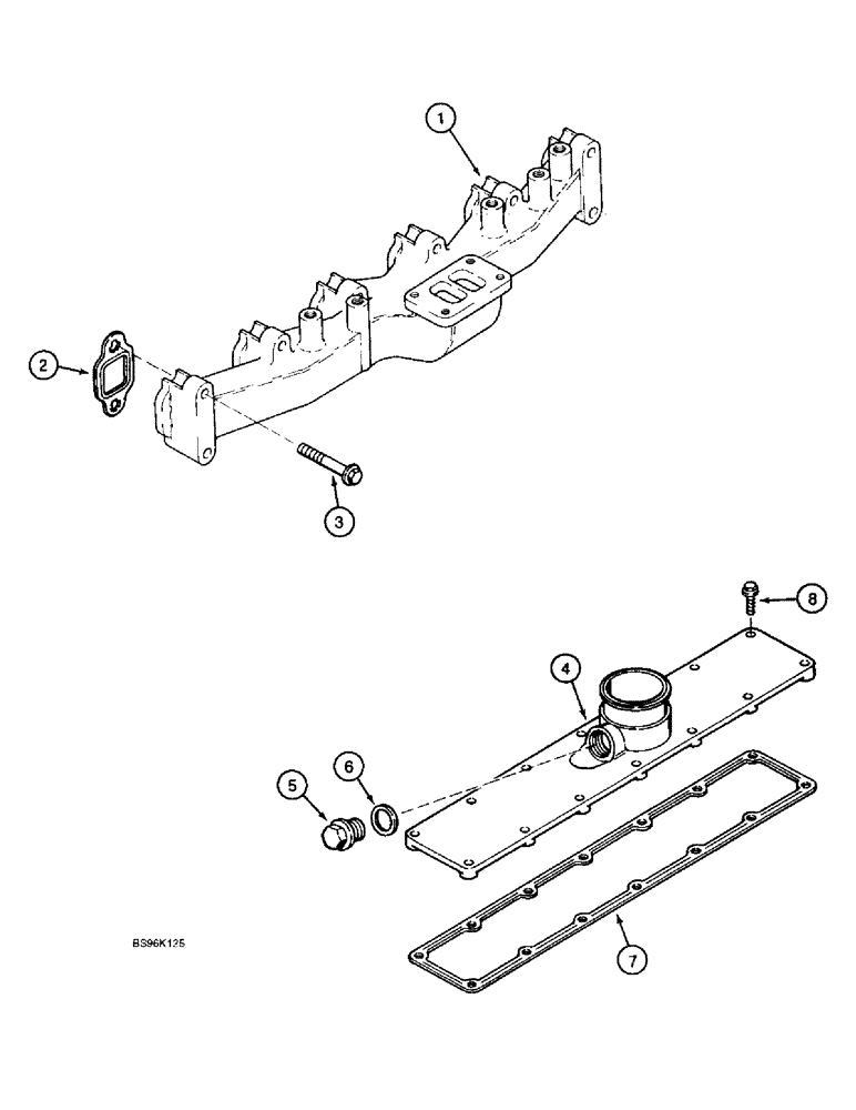 Схема запчастей Case 9030B - (2-26) - MANIFOLDS, 6T-590 EMISSIONS CERTIFIED ENGINE, EXHAUST/INTAKE, P.I.N. DAC03#2001 AND AFTER (02) - ENGINE