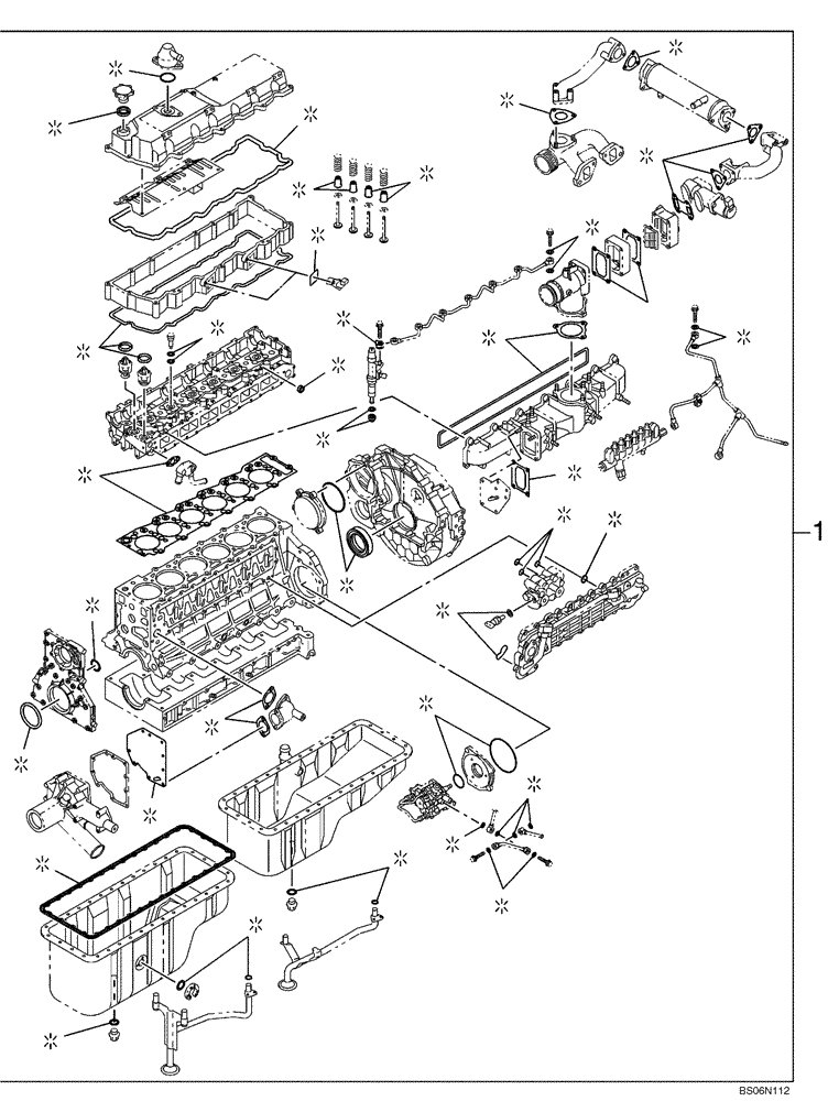 Схема запчастей Case CX290B - (02-07A) - PACKAGE SEALS - ENGINE (02) - ENGINE