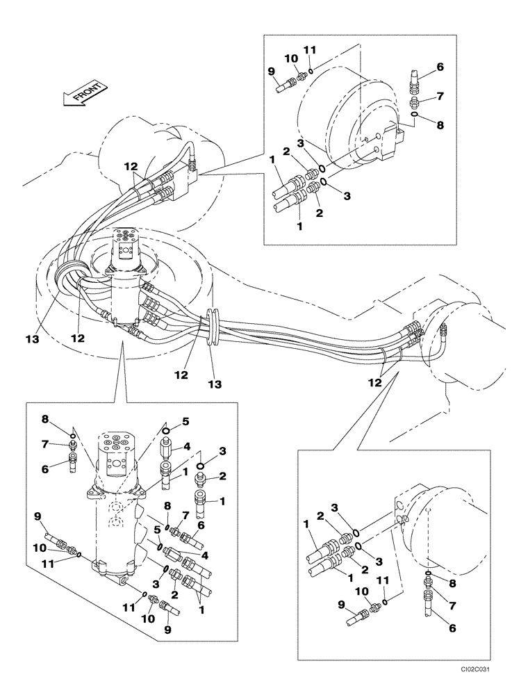 Схема запчастей Case CX460 - (06-05) - HYDRAULICS, TRACK DRIVE - UNDERCARRIAGE, STANDARD (06) - POWER TRAIN