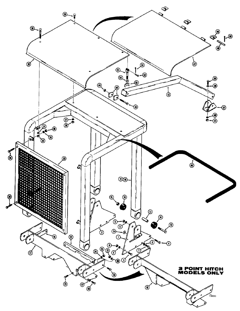 Схема запчастей Case 350 - (422) - ROLL OVER PROTECTION STRUCTURE (05) - UPPERSTRUCTURE CHASSIS