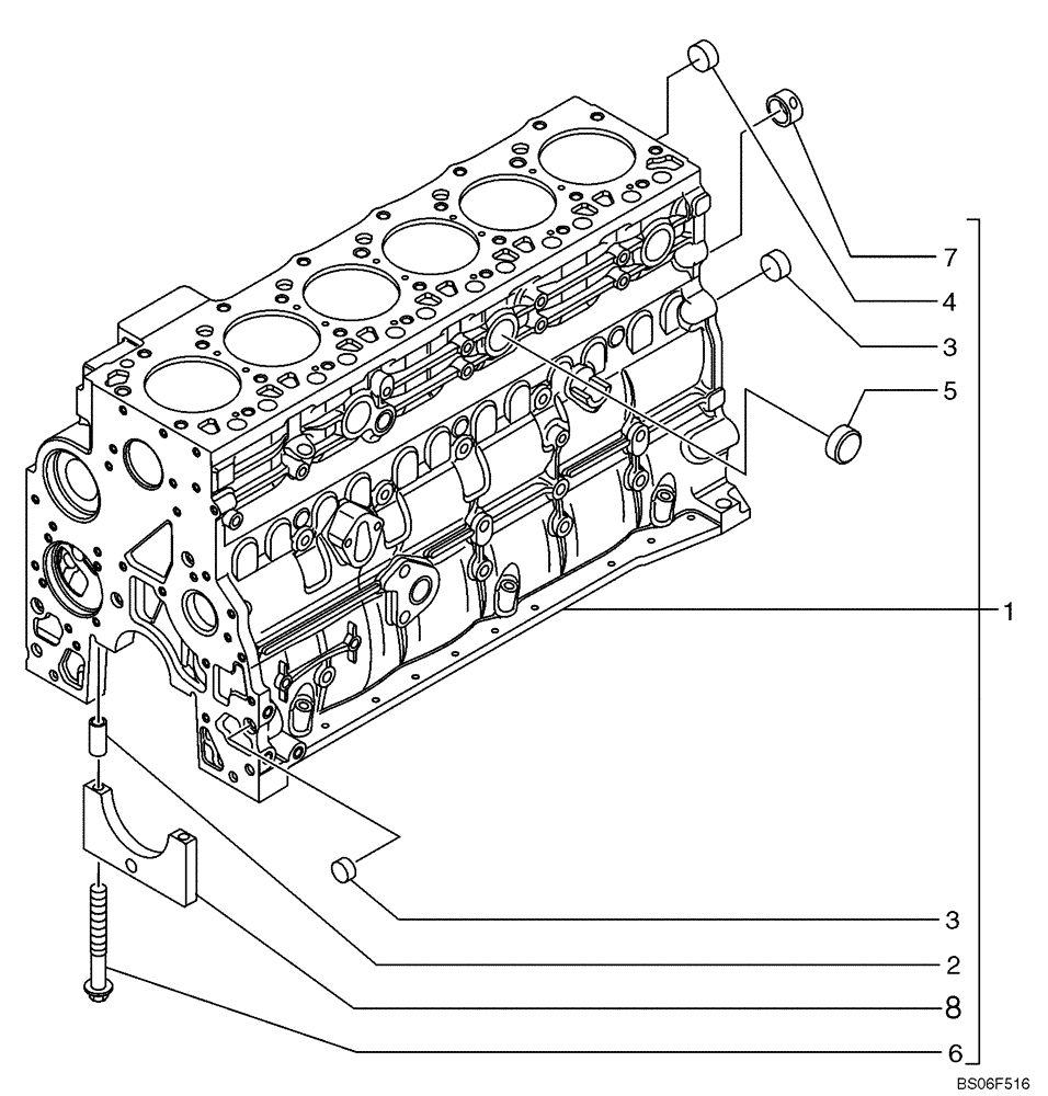 Схема запчастей Case 1150K - (02-18) - CYLINDER BLOCK - MAIN BEARINGS (02) - ENGINE