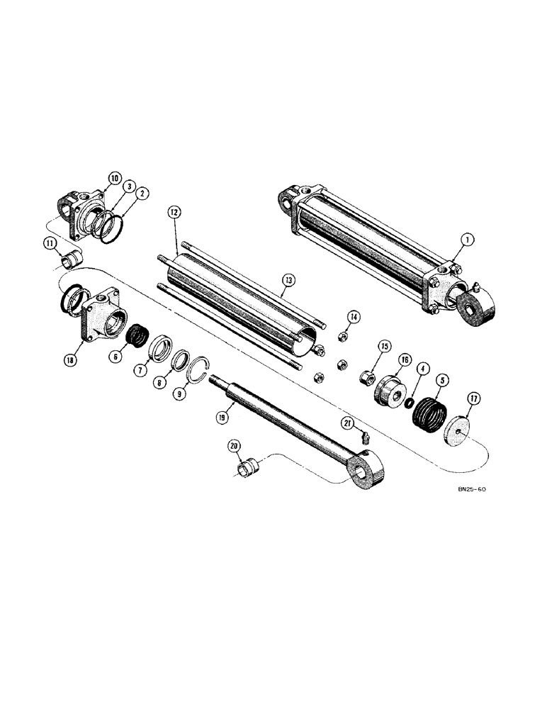 Схема запчастей Case 420C - (186) - D24461 LOADER BUCKET HYDRAULIC CYLINDER (07) - HYDRAULIC SYSTEM