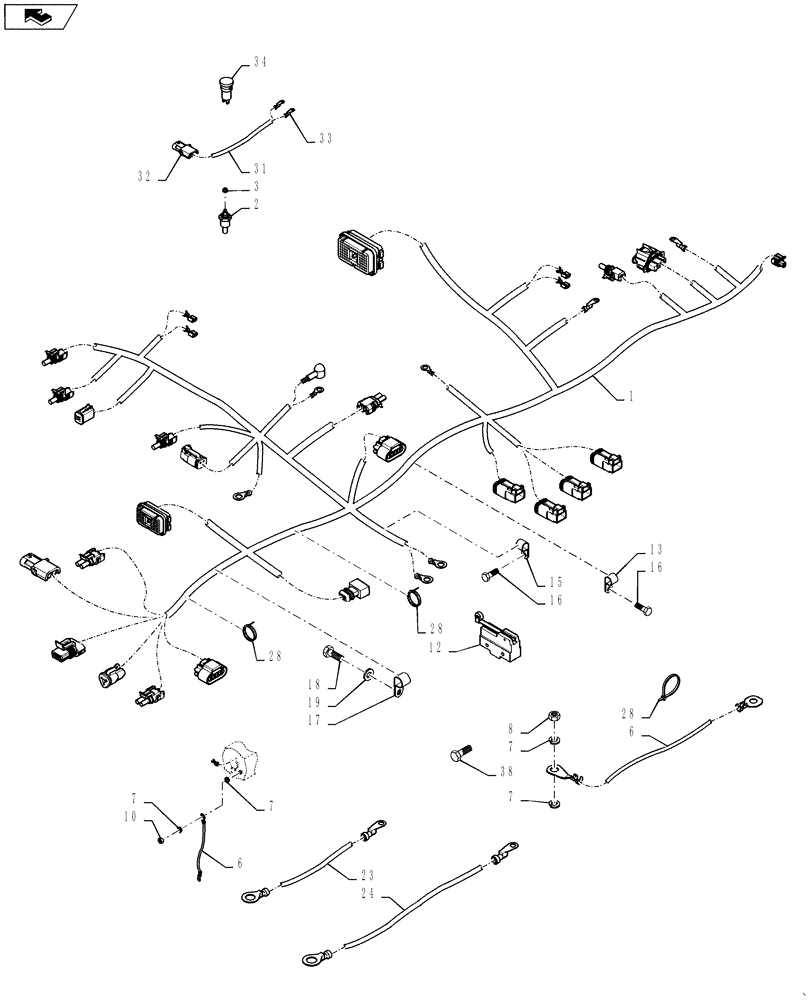 Схема запчастей Case 580M - (04-04) - HARNESS, ENGINE - MOUNTING AND CONNECTIONS (04) - ELECTRICAL SYSTEMS