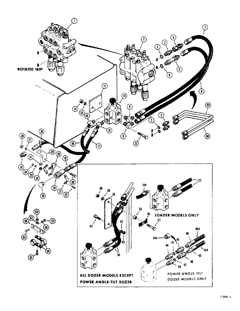 Схема запчастей Case 350 - (214) - PULL BEHIND HYDRAULIC CIRCUIT, MODELS WITH DIVERSION VALVE (07) - HYDRAULIC SYSTEM