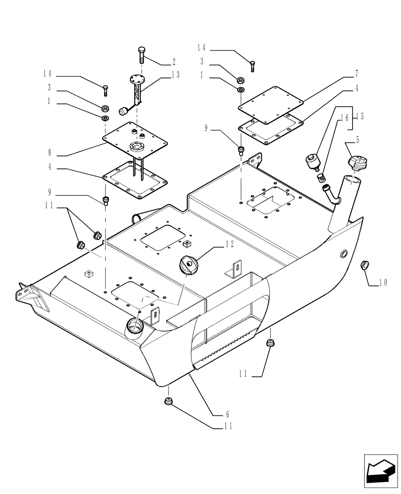 Схема запчастей Case TX742 - (1.82.0[02]) - FUEL AND OIL TANK - COMPONENTS (35) - HYDRAULIC SYSTEMS