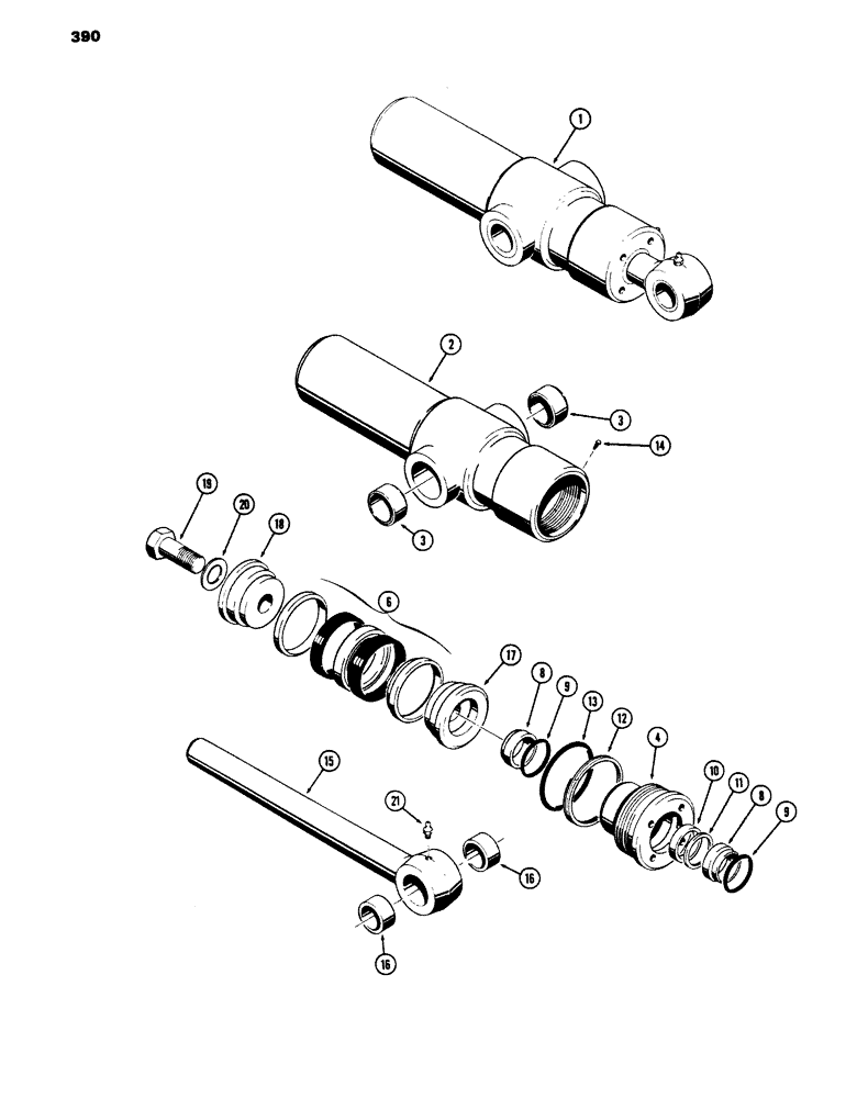 Схема запчастей Case 450 - (390) - D35124 RIPPER CYLINDER, GLAND HAS SPLIT OUTER ROD WIPER (07) - HYDRAULIC SYSTEM