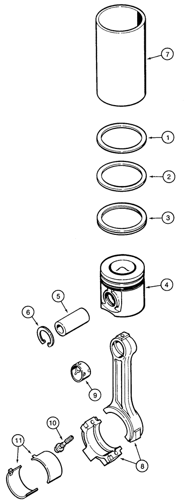 Схема запчастей Case 855E - (2-36) - PISTONS, 6T-590 ENGINE, TURBOCHARGED (02) - ENGINE