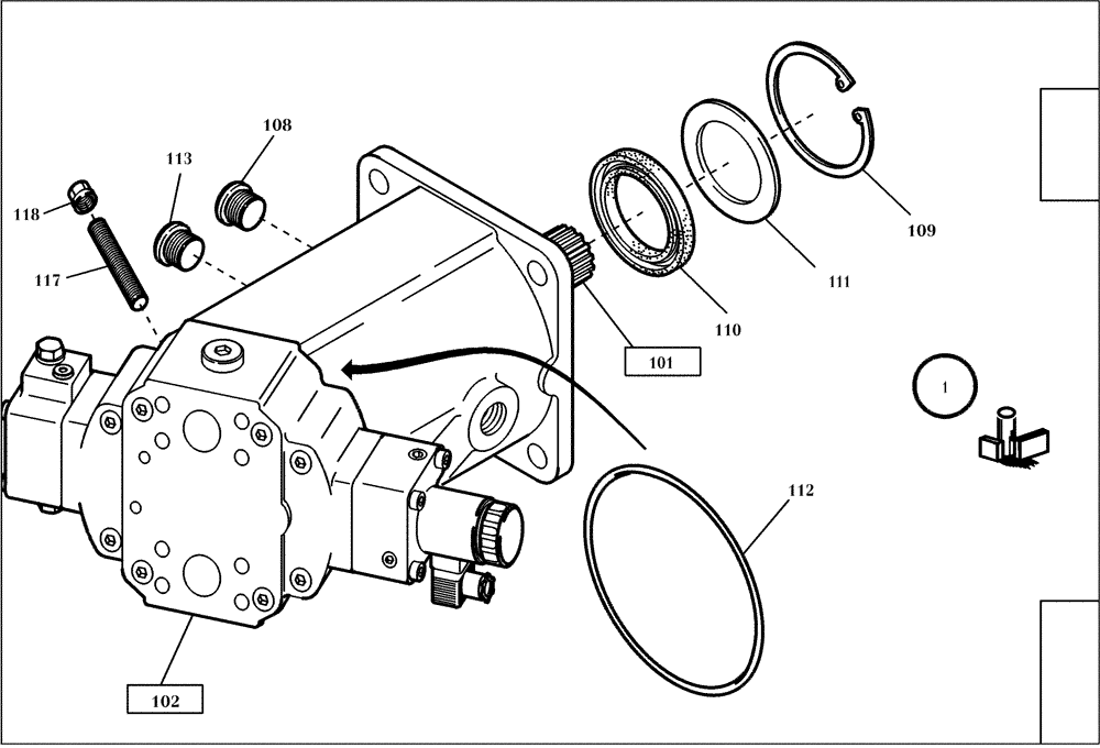 Схема запчастей Case 321D - (22.120[001]) - AXIAL PISTON MOTOR INSTALLATION (S/N 591052-UP) No Description