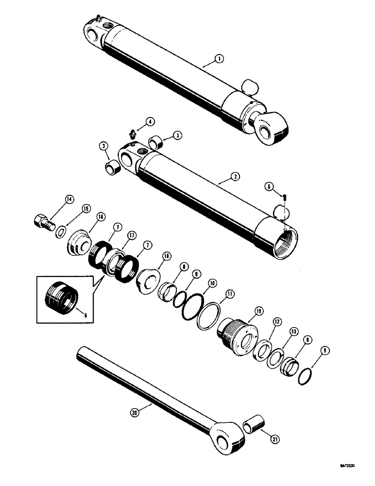 Схема запчастей Case 34 - (32) - D38694 AND D38695 BACKHOE STABILIZER CYLINDERS 