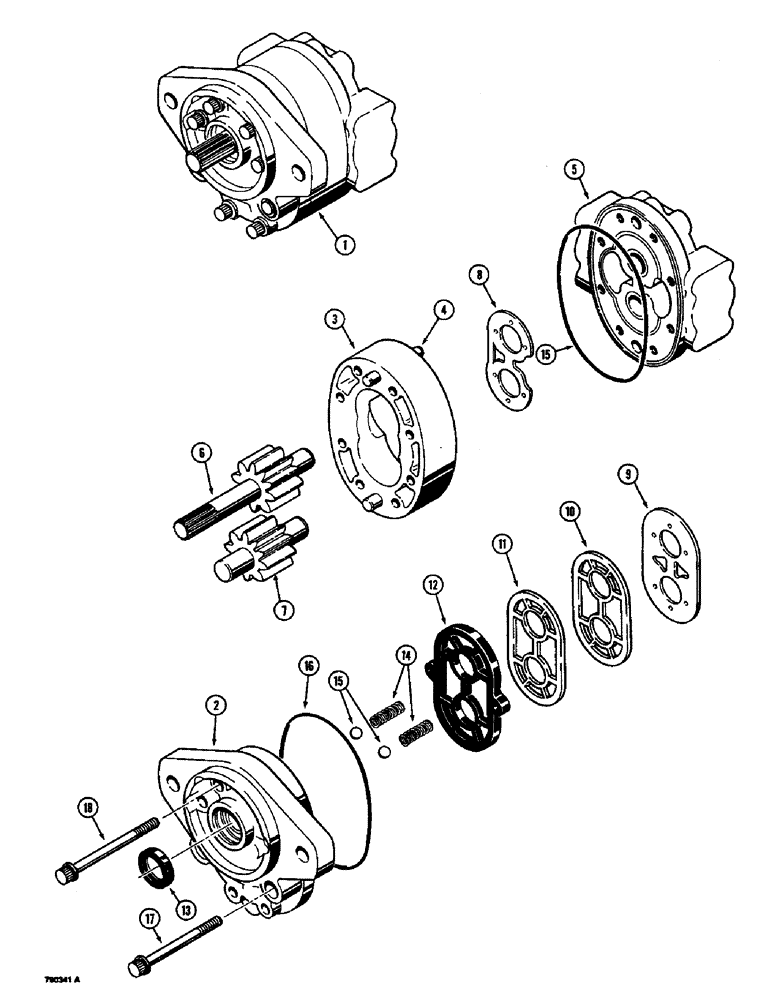 Схема запчастей Case 350B - (152) - R43429 EQUIPMENT HYDRAULIC PUMP, LOADER MODELS AND ALL MODELS W/ A BACKHOE (07) - HYDRAULIC SYSTEM