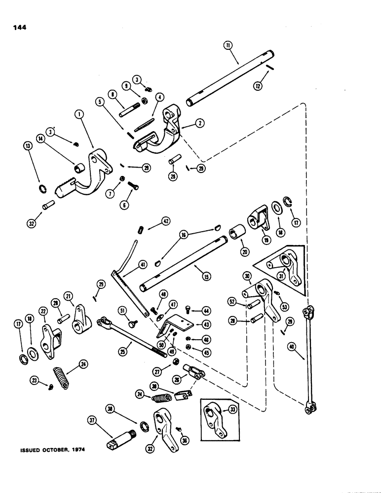 Схема запчастей Case 480B - (144) - BRAKE PEDALS AND LINKAGE 