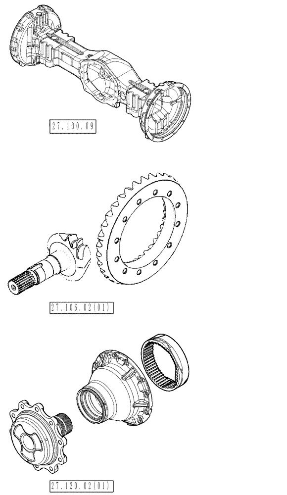 Схема запчастей Case 580SN WT - (27.000.00) - PICTORIAL INDEX - REAR DRIVE AXLE (27) - REAR AXLE SYSTEM