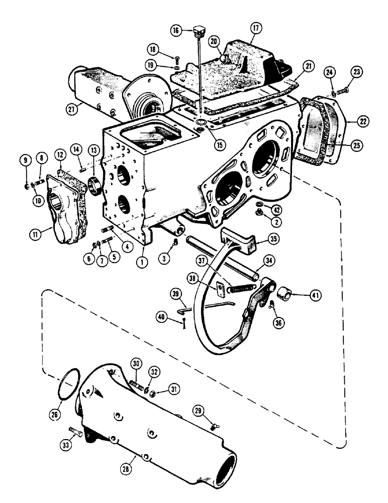 Схема запчастей Case 530CK - (098) - TRANSMISSION CASE AND AXLE HOUSINGS (21) - TRANSMISSION