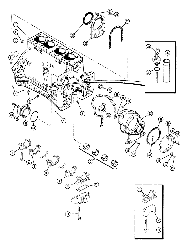 Схема запчастей Case 680CK - (040) - CYLINDER BLOCK ASSEMBLY, (251) SPARK IGNITION ENGINE (10) - ENGINE