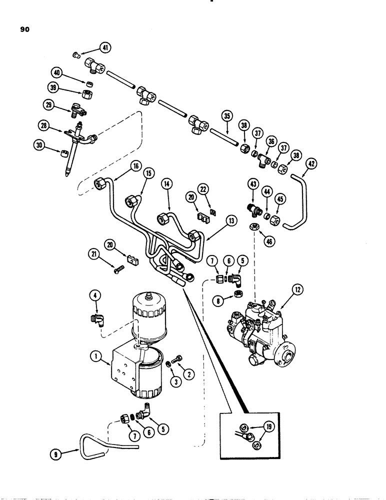 Схема запчастей Case 1845 - (090) - FUEL INJECTION AND FILTER SYSTEM, (188) DIESEL ENGINE (10) - ENGINE