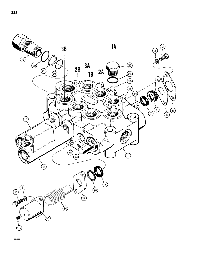 Схема запчастей Case 680H - (238) - L101841 LOADER CONTROL VALVE (3 SPOOL) (08) - HYDRAULICS