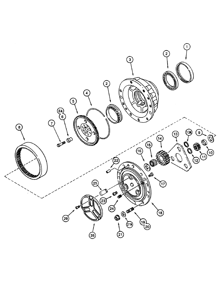 Схема запчастей Case 580SK - (6-46) - FRONT DRIVE AXLE PLANETARY (06) - POWER TRAIN