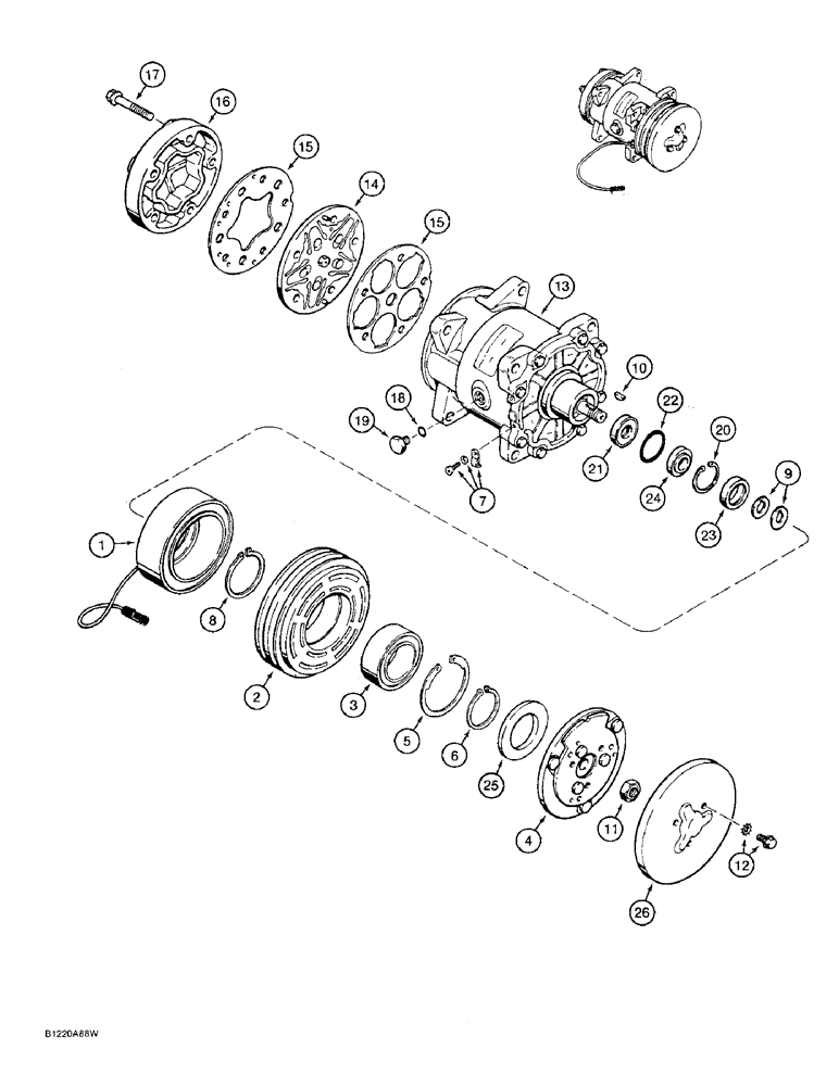 Схема запчастей Case 580SK - (4-10) - AIR CONDITIONER COMPRESSOR (04) - ELECTRICAL SYSTEMS