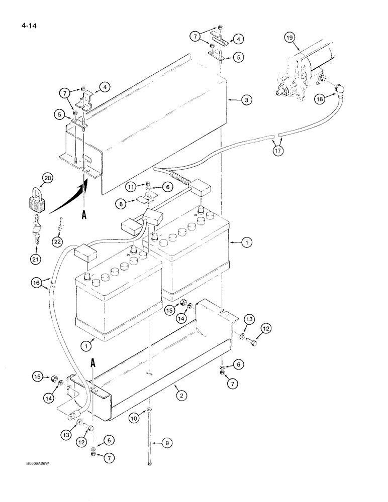 Схема запчастей Case 780D - (4-14) - BATTERY CABLES AND CONNECTIONS (04) - ELECTRICAL SYSTEMS